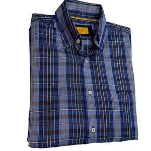 ROBERT TALBOTT CARMEL Blue Plaid 100% COTTON Button Down Casual Shirt Sz M NWOT